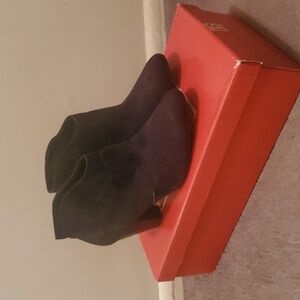 Black faux suede booties